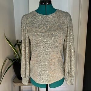 John Paul Richards women’s small long sleeve sparkle blue knit shirt